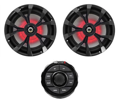 MB QUART GMR-1.5B Marine Receiver w/Bluetooth/USB/Aux+(2) Rockville 8" Speakers - Image 1 of 4
