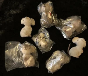 Vintage Lot Of 7 H F Company Hong Kong Flocked Mice Mouse Figures NOS - Picture 1 of 17