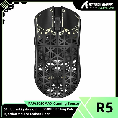 ATTACK SHARK R5 Ultra Carbon Fiber Wireless 8K PAW3950MAX Gaming Mouse - Image 1 of 4
