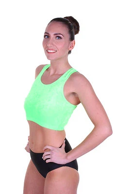 DANCE DESIGNS Lycra Muscle Back (Racing Back) Crop Top - Flo Colours