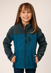 Roper Girls Technical Green/Grey Polyester Softshell Jacket - Picture 1 of 4