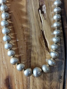 Old Handmade Sterling Silver Navajo Pearls Bead Necklace 50g 20" Beads Strand - Picture 1 of 5