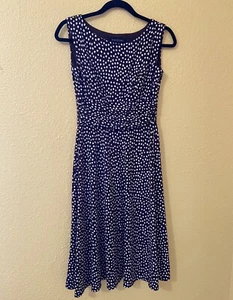 Percetions Petite Dress Women's 6P Petite Brown White Polka Dot Midi - Picture 1 of 10