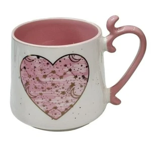 Shabby Chic White And Pink Hearts Pattern Ceramic Coffee Mug 16Oz - Picture 1 of 12