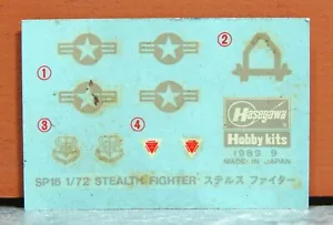 1/72 HASEGAWA STEALTH FIGHTER DECAL SHEET BUDGET SET - Picture 1 of 1