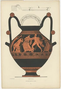 Estampado antiguo de cerámica griega, ánfora - Imagen 1 de 1