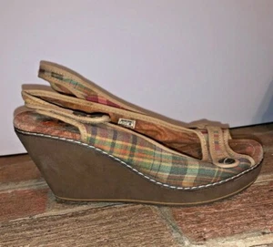 Rocket Dog Slingbacks Platforms High Heels Plaid Wedges Sandals Size 9 ❤️tb9j10 - Picture 1 of 5