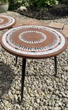 1960s Ceramic Inlaid Occasional Tripod Tables