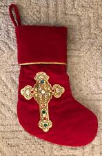Velvet Christmas Stocking Embroidered Gold Cross with Gems Dillard's