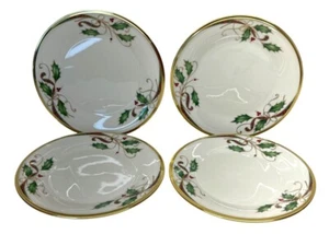 4 Lenox Gold Rimmed Holiday Nouveau Salad Plates 8" USA - Picture 1 of 8