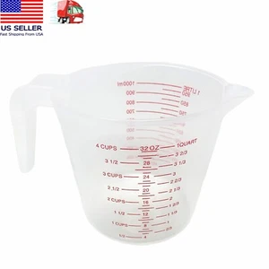 1 Liter (32oz) Clear Plastic Measuring Cup - milliliters, liter, oz, cups, quart - Picture 1 of 8