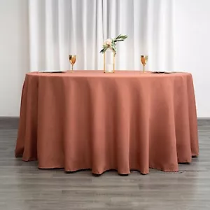 5 Pack TERRACOTTA 120 Inch ROUND TABLECLOTHS Wedding Decorations Table Covers - Picture 1 of 8