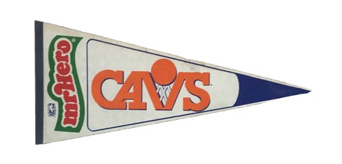 Vintage Cleveland Cavaliers "Cavs" mr Hero Felt Pennant, NBA Basketball, Sponsor Cover