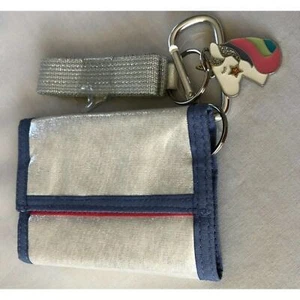 Cat & Jack Girls Sparkle Lanyard Crossbody Wallet Unicorn Fob Iridescent Silver - Picture 1 of 6