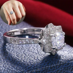 Rings White Size 6-10 Sunshine Women Sapphire 925 Silver Jewelry Wedding - Picture 1 of 16