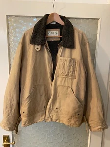 ORVIS Fully Lined Jacket Tan Utility Field Chore Barn Coat Deep Pile Collar XL - Picture 1 of 6