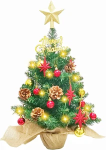 24 Inch Tabletop Mini Christmas Tree, Miniature Pine Christmas Tree with Hanging - Picture 1 of 6