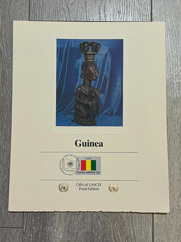 Guinea Flag Stamps Official UNICEF Proof Edition of First Day of Issue, '80 - Image 1 of 1