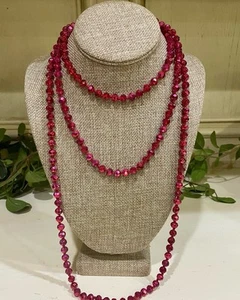 BRAND NEW WITH TAGS Long Ruby Metallic Beaded Necklace – 60" - Picture 1 of 1