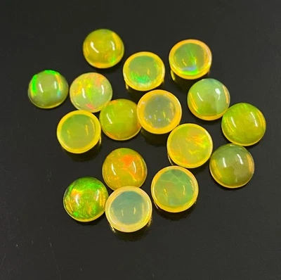 AAA Yellow Ethiopian Opal Round Cab Loose Stones for Jewelry Making 3mm-8mm Foto 1 de 4