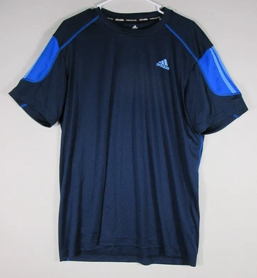 Adidas Mens Climalite Crew Neck T-Shirt Stretch Short Sleeve Size L Blue - Image 1 of 4