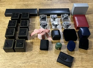 Vintage & Now Presentation Ring Empty Jewelry Boxes Assorted Sizes Earrings Lot - Picture 1 of 23