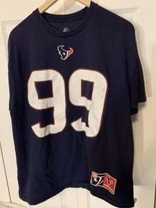 J.J. Watt Houston Texans #99 Majestic NFL Jersey T-Shirt Mens Sz XL Blue - Picture 1 of 8