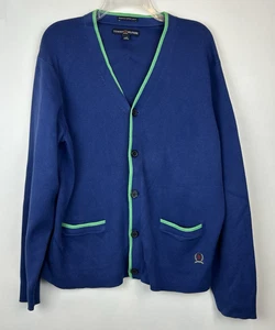 Tommy Hilfiger Crest Strickjacke Pullover Herren L blau Preppy Academia Y2K 80er 90er - Bild 1 von 7