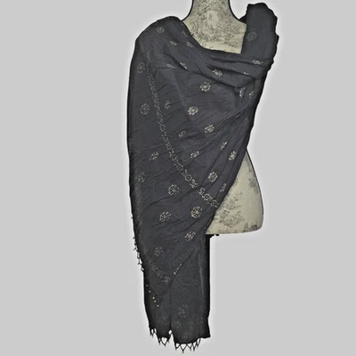 Bufanda envolvente chal boho bordado dorado negro con cuentas borde borla regalo de gran tamaño Foto 1 de 4