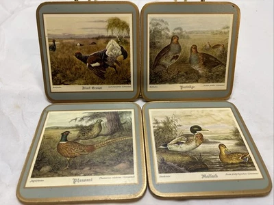 Juego de 4 posavasos Pimpinela espalda de corcho juego pájaros hechos en Inglaterra patos mallard  Foto 1 de 4
