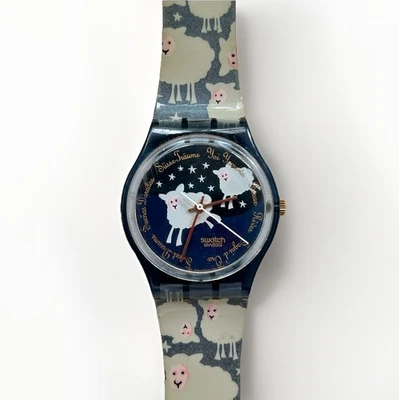 ¡Raro! Reloj Swatch Vintage Años 90 1995 Negro Oveja Probado Funciona con Batería Nueva Foto 1 de 4
