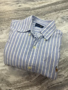Polo Ralph Lauren Classic Fit Oxford Flesh Pony Blue Stripe Men's Size Small EUC - Picture 1 of 10