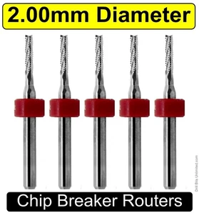 2.0mm Router Bit Carbide 1/8" Shank Chip Breaker Flute 5 Pieces pcb CNC urc158 - Picture 1 of 5