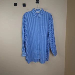 Thakoon Striped Oversized Button Up Shirt in Blue White Size L - Picture 1 of 12