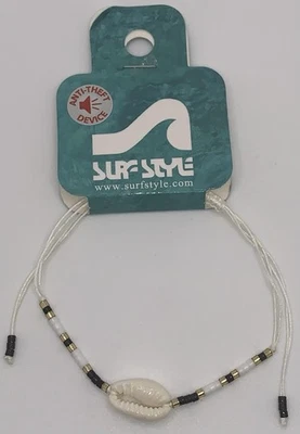 Surf Style White Black Gold Beaded Shell Bracelet Anklet 136247 BOGO! - Image 1 of 2