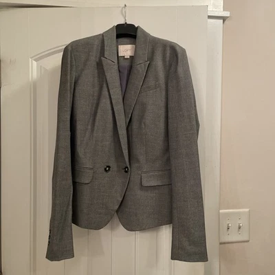 Blazer LOFT Mujer Talla 2 Gris Lino Carrera Trabajo Oficina Nuevo sin Etiquetas  Foto 1 de 4