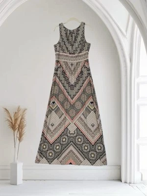 London Times Women’s Geo Print Maxi Dress Size 8 Comfy Soft Jersey Stretch - Image 1 of 4