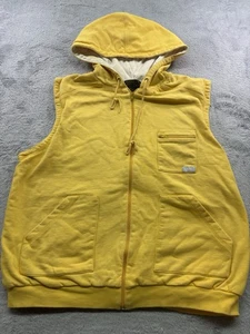 Vintage Eddie Bauer Expedition Outfitters yellow Sleeveless Zip Hoodie Vest XL - Picture 1 of 6