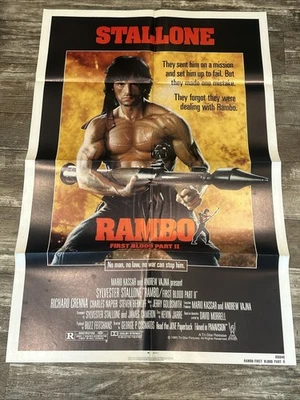 1985 Rambo First Blood Teil 2 Original GEFALTETES Poster 27x41 Sylvester Stallone - Bild 1 von 4