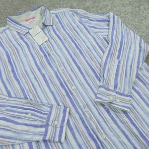 Tommy Bahama Hemd Herren XXL 100 Leinen Knopfleiste Langarm Hawaii gestreift Neu mit Etikett - Bild 1 von 12