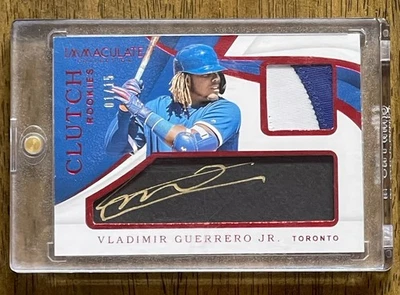 2019 Panini Immaculate Clutch Rookies Red Vladimir Guerrero Jr Auto RC #d 1/15 - Image 1 of 2