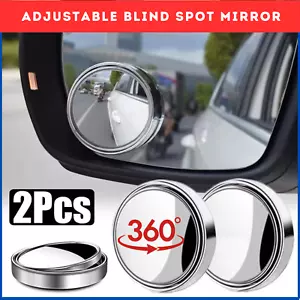 2X Car Blind Spot Mirrors Adjustable Round HD Glass Convex Side Rear View Mirror - Picture 1 of 8