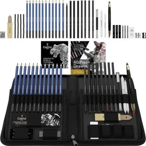 Graphite Drawing Pencils and Sketch Set 40-Piece Kit Complete Artist Kit Incl... - Picture 1 of 6