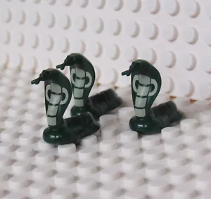 Lego Snake Cobra Dark Green and Tan Pattern - Lot of 3 - New - Picture 1 of 2