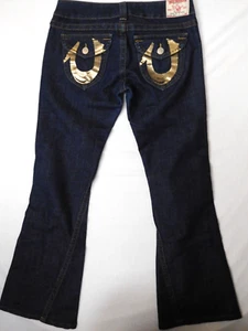 True Religion Jeans Womens size 30 JOEY Twisted Flare Gold Pockets - Picture 1 of 5