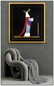 Erte Large Original Signed Color Serigraph Ermine Brocade Deco Framed Artwork - Picture 1 of 6