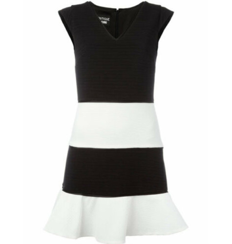 Boutique Moschino abito skater manica ad aletta colorblock nero bianco tg. 4