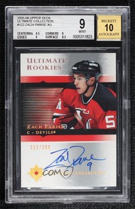 2005 Ultimate Collection Rookies /399 Zach Parise #122 BGS 9 MINT Rookie Auto RC