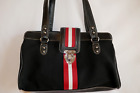 CHAPS Ralph Lauren Shoulderbag Handbag Purse Black Canvas &  Black Leather