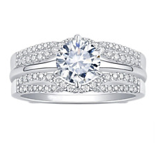 2 Ct Round Cut D Color 14k White Gold Plated GRA Certified Moissanite Ring Set